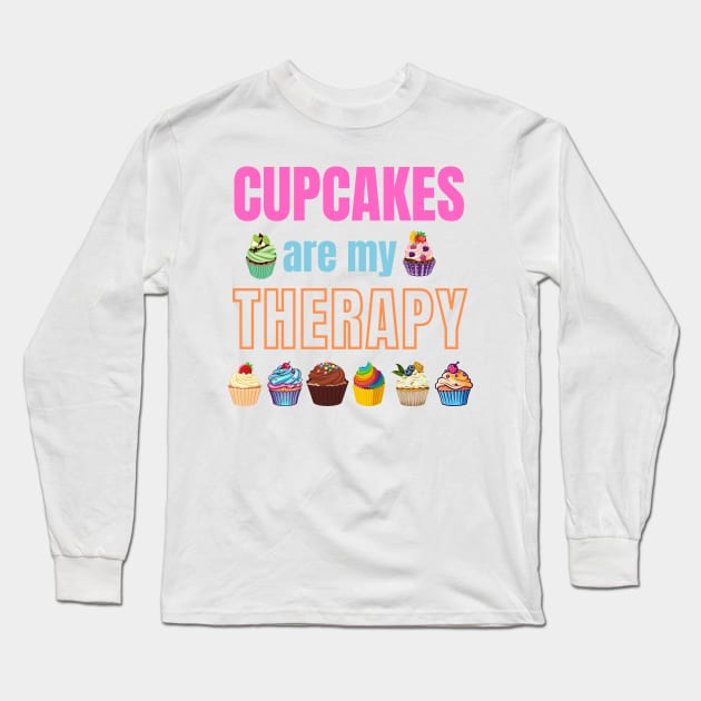 Cupcakes are my therapy Long Sleeve T-Shirt by Studio468